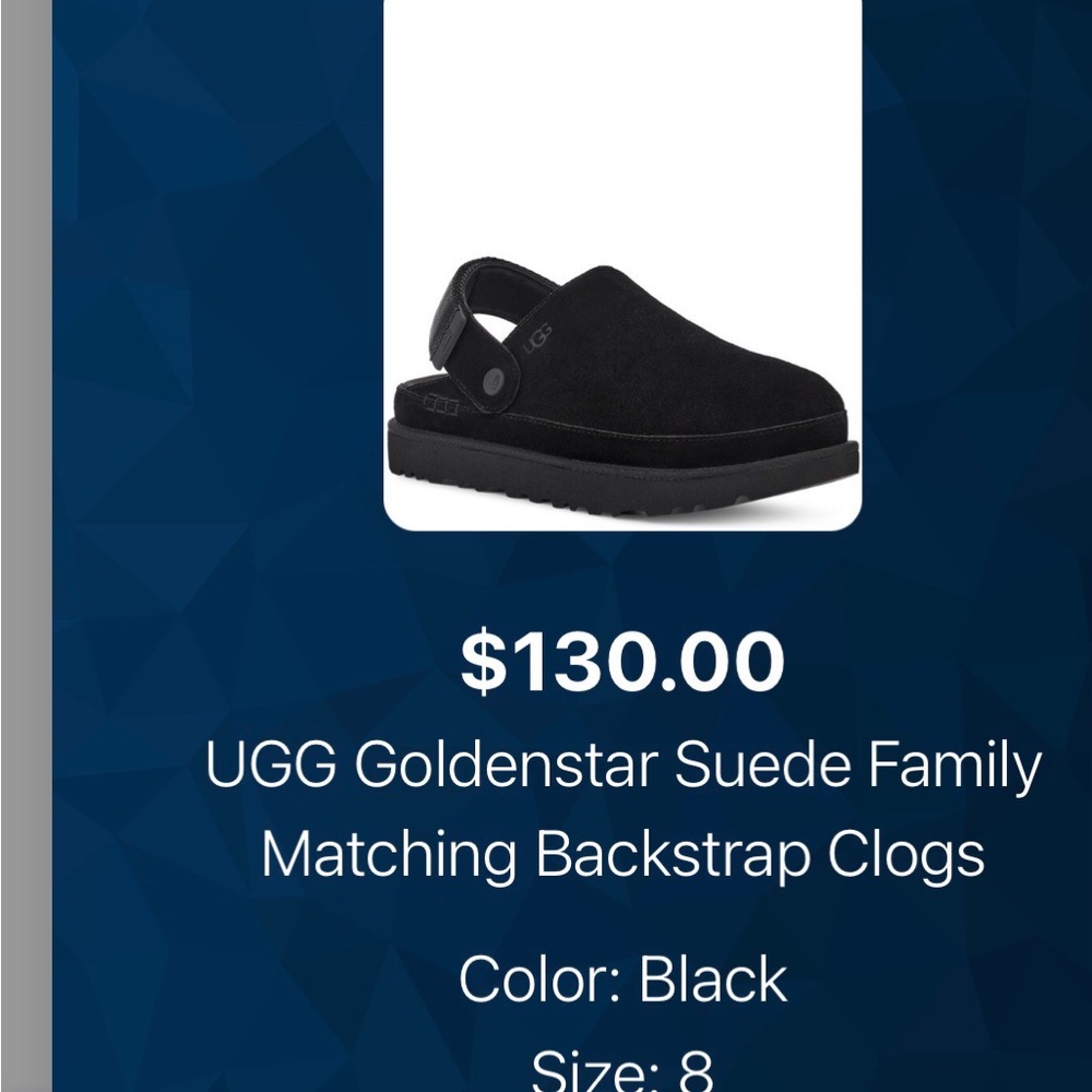UGG Black Goldenstar Suede Backstrap Clogs Sz 8